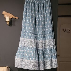Floral Blue Maxi Skirt